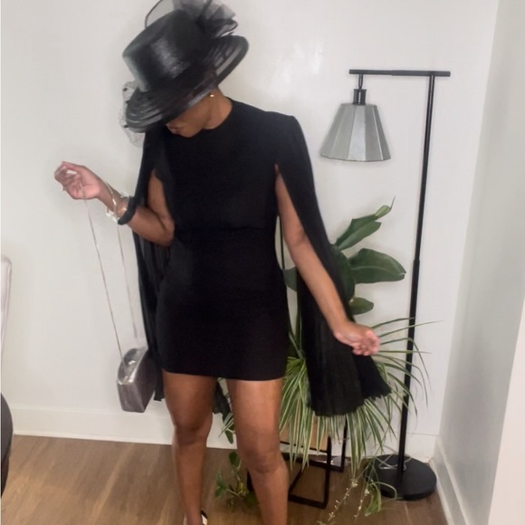 Black Pleated Sleeve Dress - Picture 2 of 10